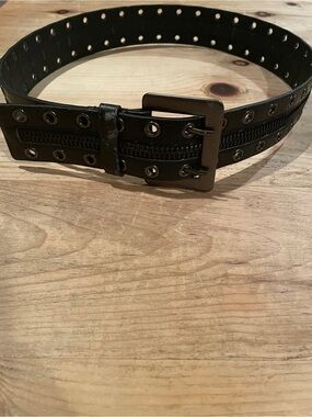 Wide Zippered Faux leather VTG belt Streetwear grommet Grunge Festival y2K